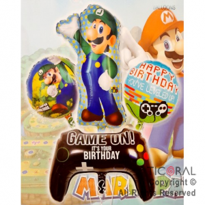 SET DE GLOBOS METALIZADO LUIGI 4 UNIDADES X 1